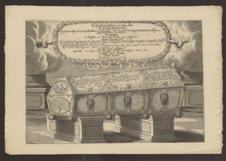 Sarcophagus of Margareta Brahe, Duchess of Hesse-Homburg; engraved by Johann Philipp Thelott