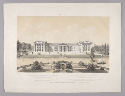 View of the palace in Romanów in Volhynia, lithograph after Józef August Ilinski by Charles Claude
