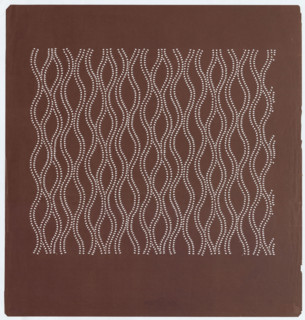 Ise katagami dyeing stencil - tatewaku with stylized wisteria flowers (fuji tatewaku), Ôsugi,