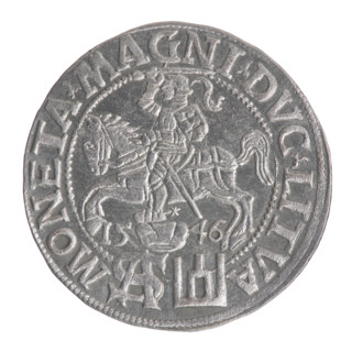 Lithuanian grosz on a Polish foot, Sigismund II Augustus (King of Poland; 1544–1572). Obverse: