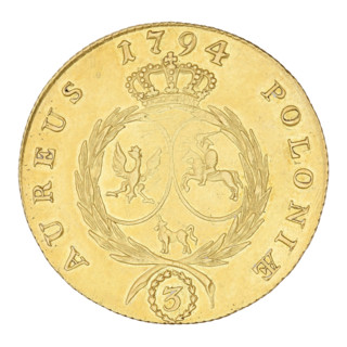 Triple Crown ducat of Stanislaw August Poniatowski (King of Poland, reign 1764–1795; lifespan