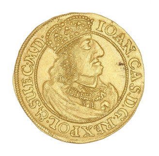 Gdansk ducat, Lesse, Daniel (1656–1685); John II Casimir Vasa (King of Poland, 1648–1668). Obverse: