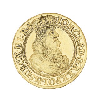 Gdansk ducat by Daniel Lesse (1656–1685), 1662. Obverse: right-profile bust of King John II Casimir