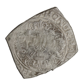 Teutonic quarter-guilder clip, Albrecht Hohenzollern (prince in Prussia; Grand Master; 1490–1568);