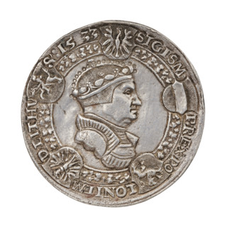 Crown medal thaler, Sigismund I the Old (King of Poland; 1506–1548). Obverse: Bust of Sigismund I