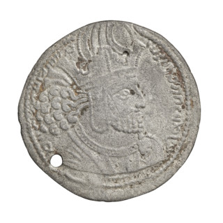 Drachma of Shapur I (ruler of Persia; 241–272). Obverse: Bust of Shapur I facing right, wearing a