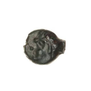 bronze coin, Pantikapaion; obverse: head of beardless Satyr in an ivy wreath to the left; reverse: