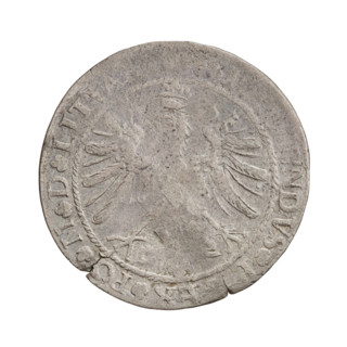 Lithuanian grosz, Sigismund I the Old (king of Poland; 1506–1548). Obverse: Polish crowned eagle,