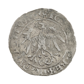 Lithuanian grosz, Sigismund I the Old (King of Poland; 1506–1548). R8 (rarity). Obverse: Polish