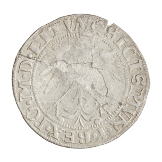 Lithuanian grosz, Sigismund I the Old (King of Poland; 1506–1548). Obverse: Crowned Polish Eagle;