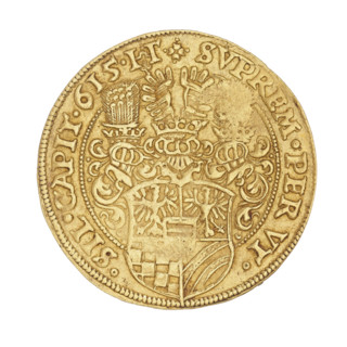 2 ducats, Charles II (Duke of Ziebice-Olesnica; 1587–1617). Obverse: male bust in armour with a
