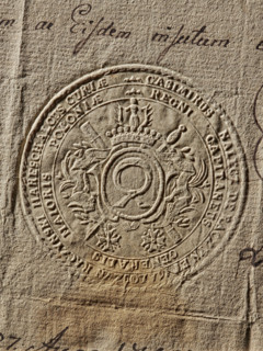 Seal of Kazimierz Raczynski, Starost General of Greater Poland. Imprint of the seal. In an oval