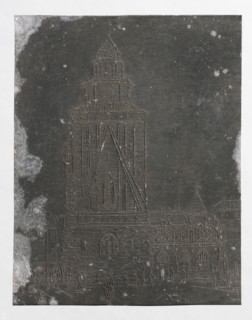 Town hall tower in Krakow with neo-Gothic guardhouse; Feliks Jablczynski (1865–1928), graphic