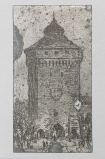 Florian's Gate in Kraków; Feliks Jablczynski (1865–1928), graphic artist; Polish graphics; ca.