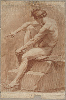 Study of a Seated Male Nude; Bonnet, Louis Marin (1736–1793), graphic artist; after Bouchardon,