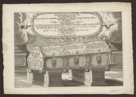 Sarcophagus of Margareta Brahe, Duchess of Hesse-Homburg; engraving by Johann Philipp Thelott