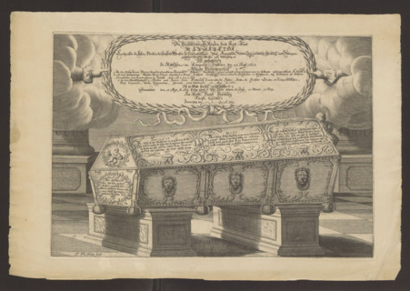 Sarcophagus of Margareta Brahe, Duchess of Hesse-Homburg; engraved by Johann Philipp Thelott