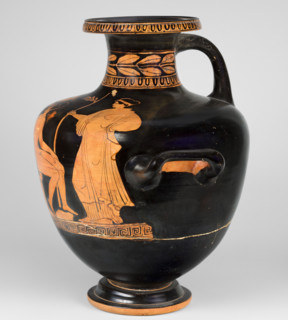 Red-figure hydria by the Amycus Painter, c. 420–400 BC (previously dated 420–410 BC). Greek pottery