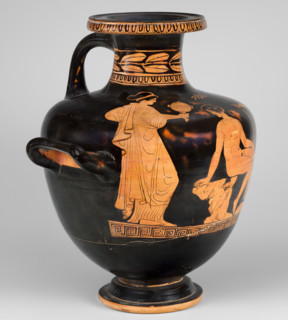 Red-figure Hydria, Amycus Painter (c. 420–410 BC), author. Red-figure hydria on a high, profiled