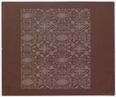 Ise katagami dyeing stencil (kôshi) with chrysanthemums and geometric patterns; maker: Ôsugi,