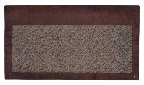 Katagami dyeing stencil, komon type; pattern of small motifs of the symbolic 'eight treasures'