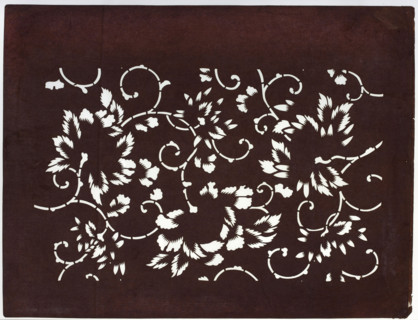 Katagami dyeing stencil, pattern for a yukata; stylized karakusa tendril pattern (karakusa), author
