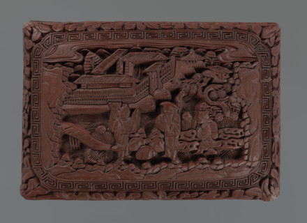 Box with a lid; Chinese art; figurative scenes; landscape motifs; Qing dynasty (1644–1911); pines;