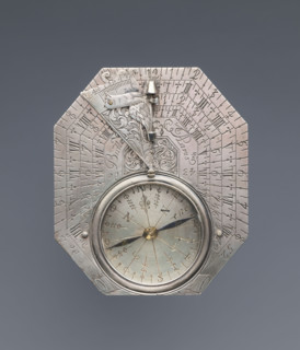 Pocket sundial with compass, Butterfield, Michael (1635–1724). Octagonal astronomical instrument