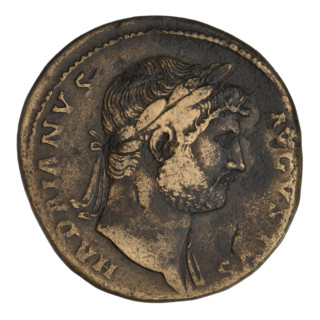 sestertius, Hadrian (76–138; Roman emperor 117–138); obverse: head of Hadrian in laurel wreath