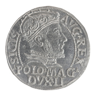 Lithuanian grosz on a Polish foot, Sigismund II Augustus (King of Poland; 1544–1572). Obverse: