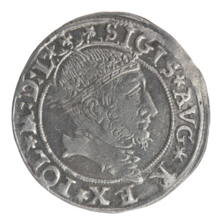 Lithuanian grosz per Lithuanian foot, Sigismund II Augustus (King of Poland; 1544–1572); coats of