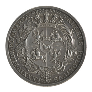 Crown trial thaler, engraved by Johann Kaspar Mörikofer (1738–1800) for King Stanislaw August