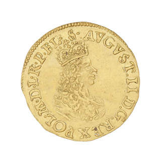 Gdansk ducat, August II the Strong (king of Poland; 1670–1733; reigns 1697–1706, 1709–1733).