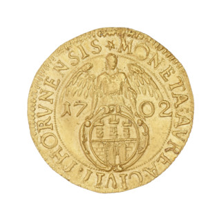 Torun ducat, August II the Strong (King of Poland; 1697–1706, 1709–1733; 1670–1733). Obverse: