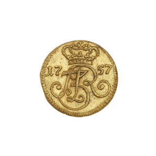 Gdansk shilling in gold, August III Sas (King of Poland; 1733–1763), Oeckermann, Rudolf Ernest