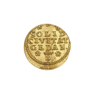 Gdansk shilling in gold, August III Sas (King of Poland; 1733–1763), Oeckermann, Rudolf Ernest