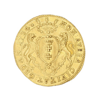 Gdansk ducat, August III Sas (King of Poland; Elector of Saxony; 1696–1763), 1734. Obverse: Crowned