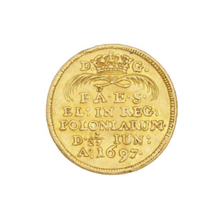 Ducat minted to commemorate the election of the king, August II the Strong (King of Poland;