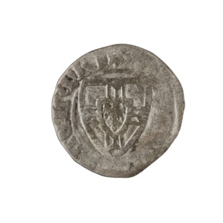 Teutonic szelag, Michal Küchmeister (Grand Master; 1414–1422). Obverse: monastic shield of the