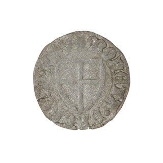 Teutonic szelag, Michal Küchmeister (Grand Master; 1414–1422). Obverse: monastic shield of the