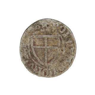 Teutonic szelag, Michal Küchmeister (Grand Master; 1414–1422). Obverse: monastic shield of the