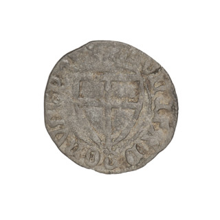 Teutonic szelag, Michal Küchmeister (Grand Master; 1414–1422). Obverse: monastic shield of the
