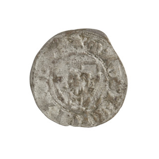 Teutonic szelag, Michal Küchmeister (Grand Master; 1414–1422). Obverse: Monastic shield of the