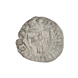 Teutonic szelag, Michal Küchmeister (Grand Master; 1414–1422). Obverse: monastic shield of the