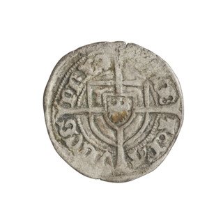 Teutonic szelag, Paul von Russdorf (Grand Master; 1422–1441). Obverse: monastic shield of the Grand