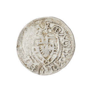 Teutonic szelag, Henryk Reffle von Richtenberg (Grand Master; 1470–1477). Obverse: Teutonic