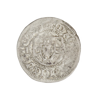 Teutonic szelag, Henryk Reffle von Richtenberg (Grand Master; 1470–1477). Obverse: Teutonic