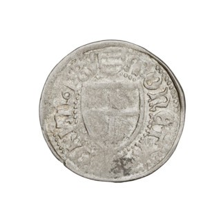 Teutonic szelag, Henryk Reffle von Richtenberg (Grand Master; 1470–1477). Obverse: Teutonic