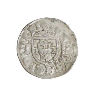 Teutonic szelag, Henryk Reffle von Richtenberg (Grand Master; 1470–1477). Obverse: Teutonic shield