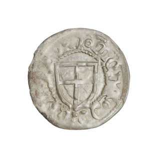 Teutonic szelag, Henryk Reffle von Richtenberg (Grand Master; 1470–1477). Obverse: Teutonic shield